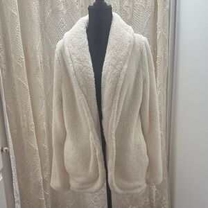 LOFT Cream Women's Faux Fur Teddy Jacket
